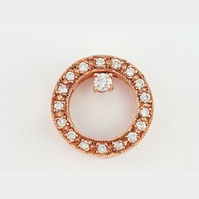9CT CIRCULAR ROSE GOLD PENDANT WITH 0,460CT DIAMONDS COLOUR IJ CLARITY VS/SI - 51929/067