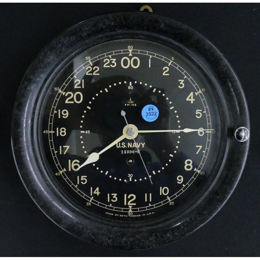 WWII Seth Thomas USN Clock 10'' - Serial #14396-E