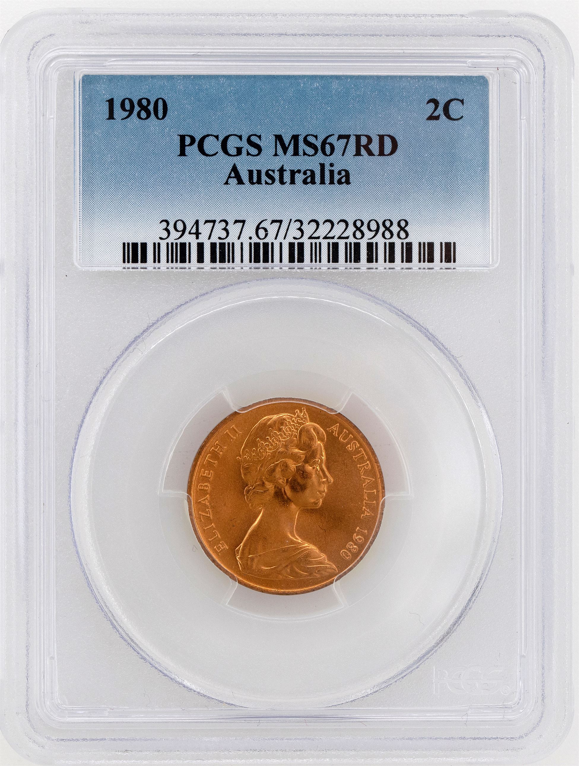 1980 Australia Two Cent, 2c PCGS - MS67RD -988