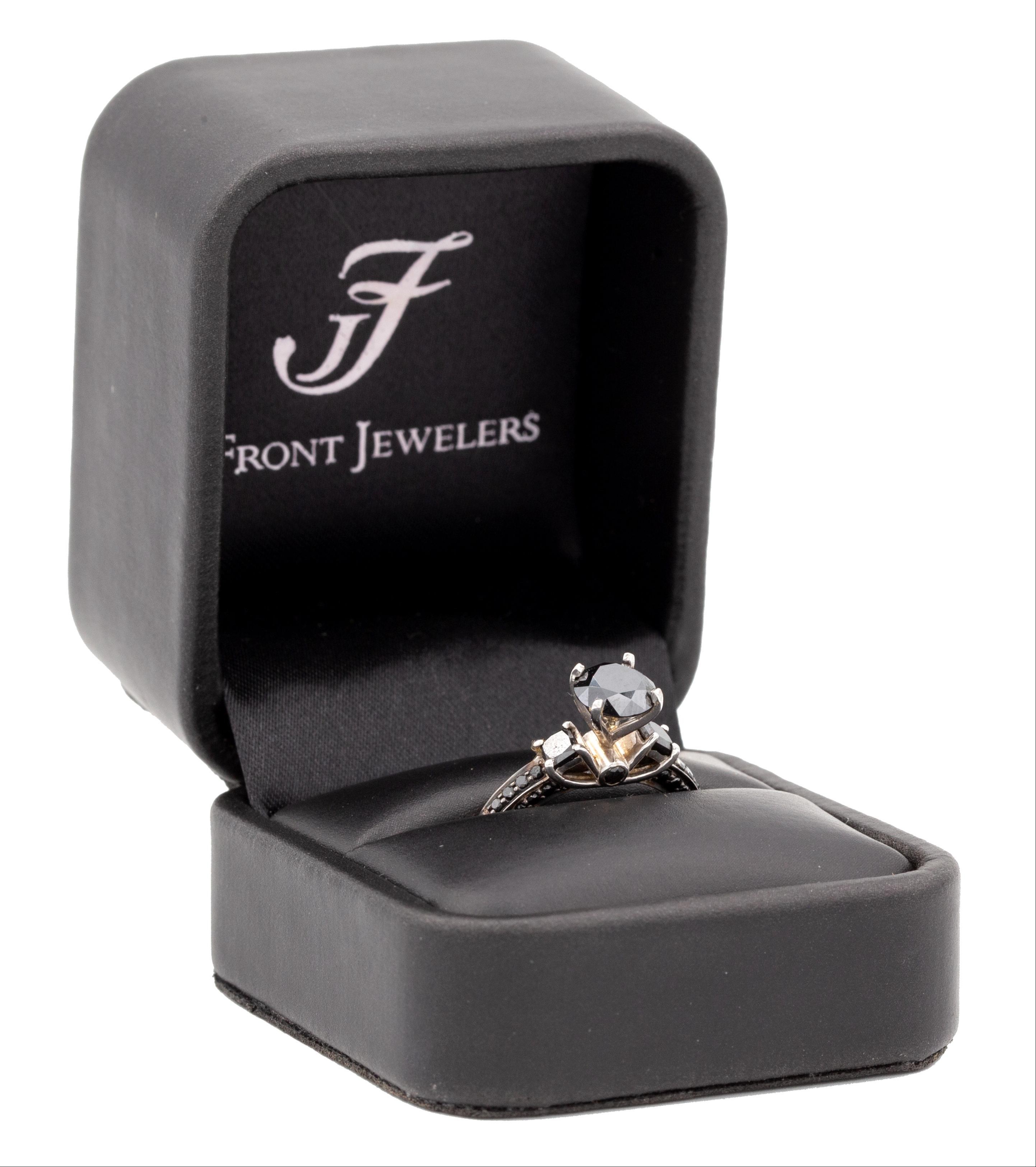 166 · 14ct Gold 2ct Black Diamond Ring - UGL Certified