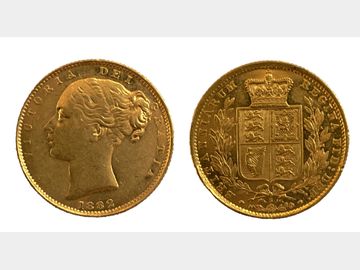 1882 Queen Victoria Young Head Sydney Mint Shield Gold Sovereign.