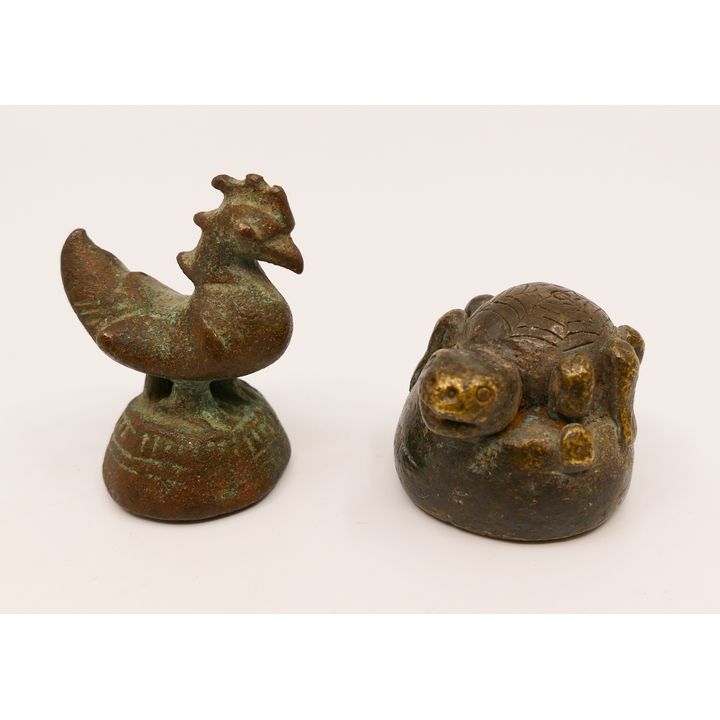 2pc Old Asian Bronze Opium Weights
