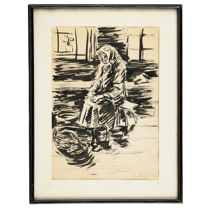 Jerzy Mierzejewski | Obierająca ziemniaki, 1948 r.