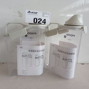 YS-AIRTIGHT MEASUREMENT MARK 2L FOOD STORAGE CONATINER - 2 PACKS - GREY -