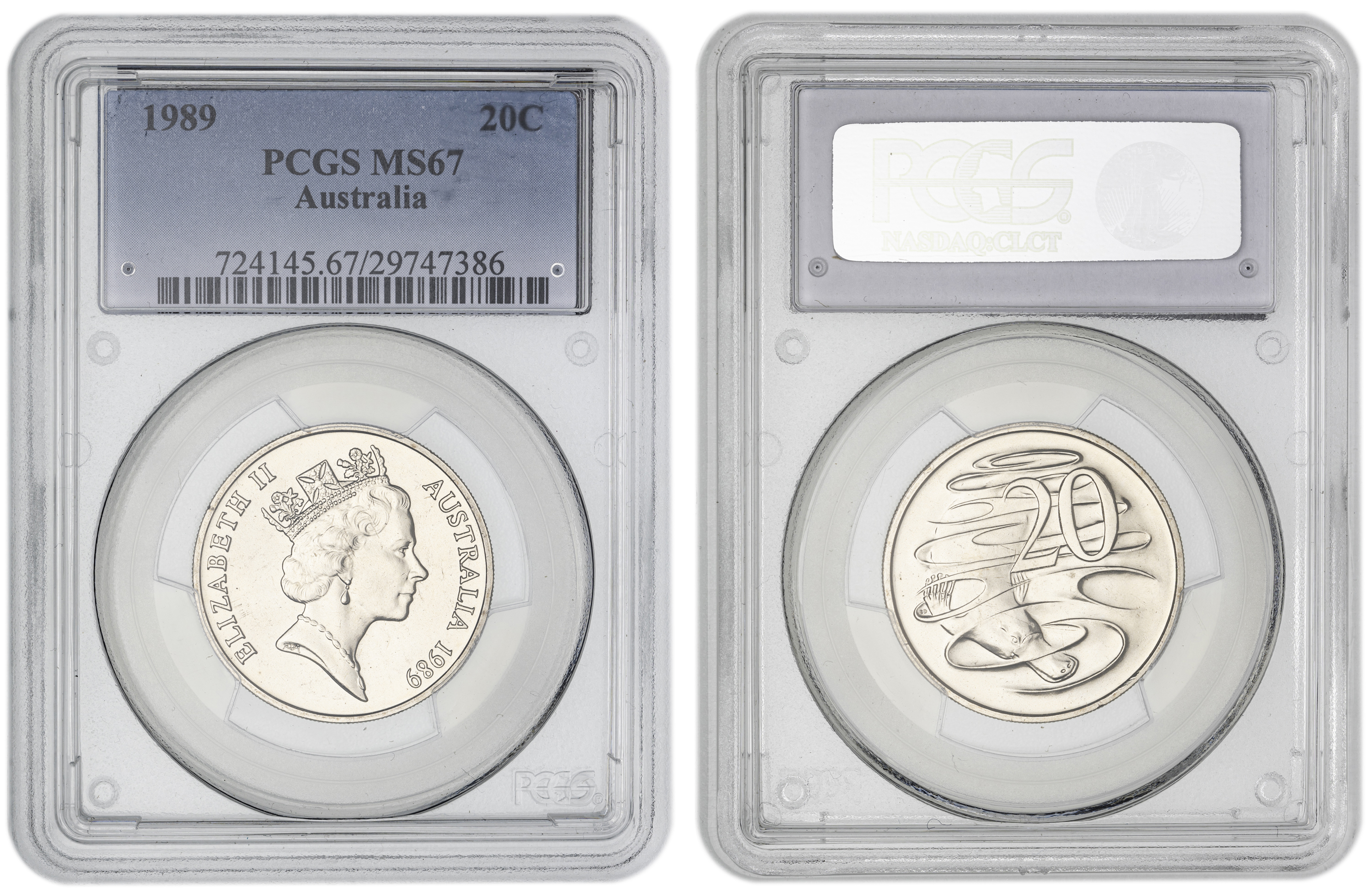 , Twenty Cent, 1989, PCGS MS67