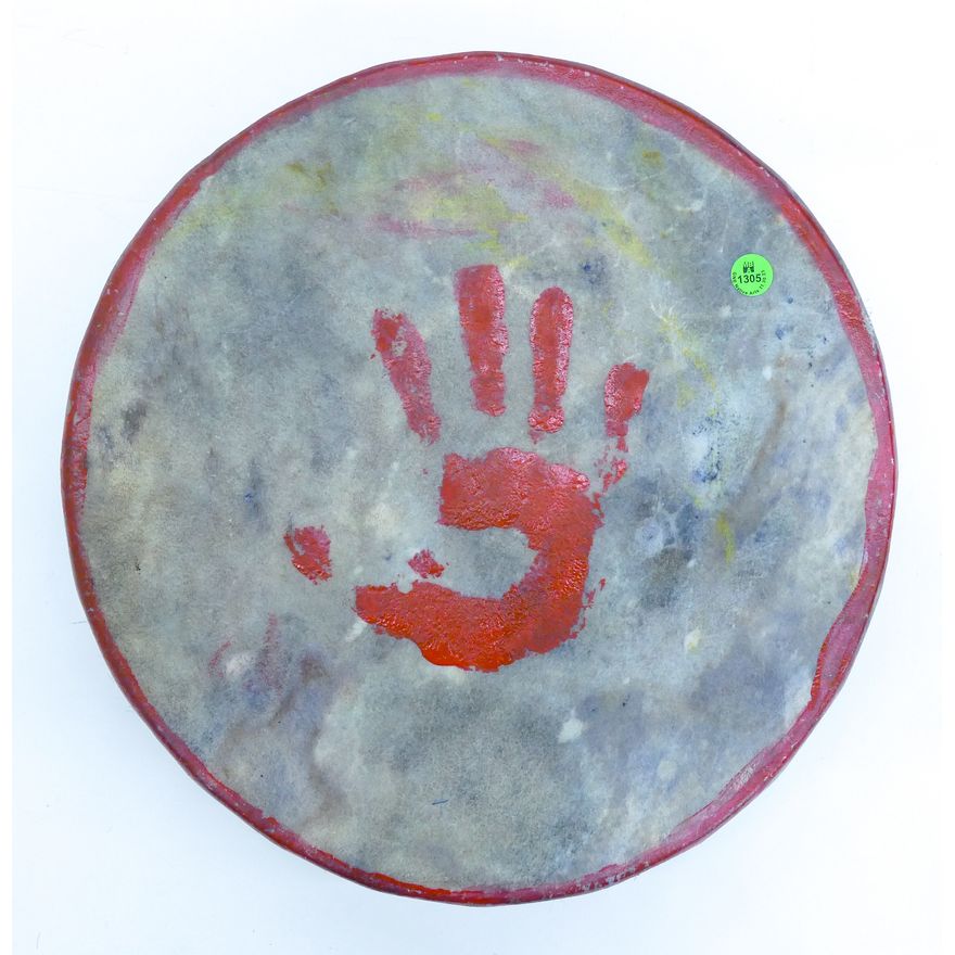 Native Made Red Hand Painted Drum 15''