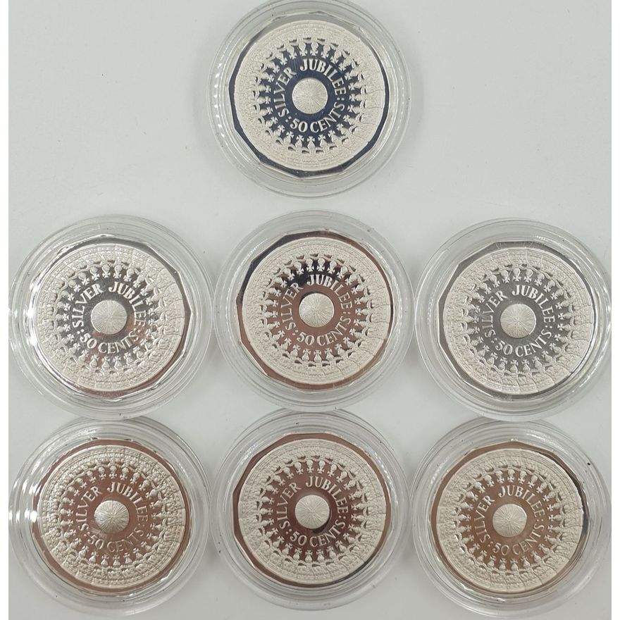 Silver (Silver Jubilee) 50c Coins (x7)