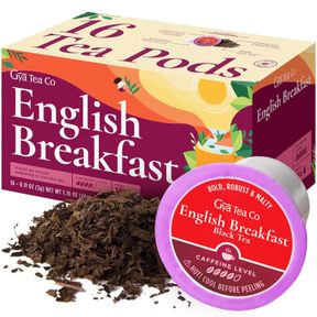 GYA TEA CO ENGLISH BREAKFAST BLACK TEA POD (16 CT) - HIGH CAFFEINE TEA RICH IN BOLD & MALTY FLAVOR PROFILE - KICKSTART THE DAY FOR