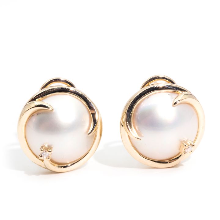Mabe Pearl & Diamond Earrings