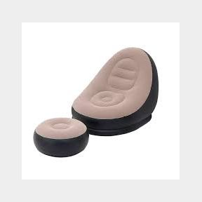 Single Seater Inflatable Sofa with Foot Rest - Beige Black - | Bar 9902182695498 - 51745/1540 SN B3 (S3)