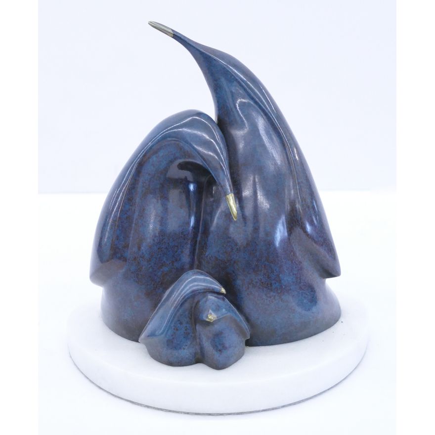 Penguin Family Patinated Bronze Sculpture