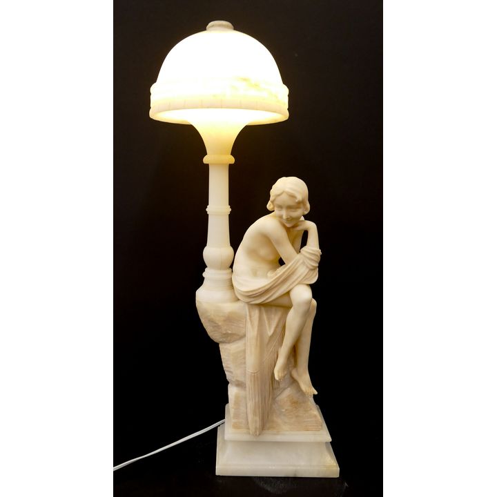 Gaspar Mascagni Carved Alabaster Beauty Lamp