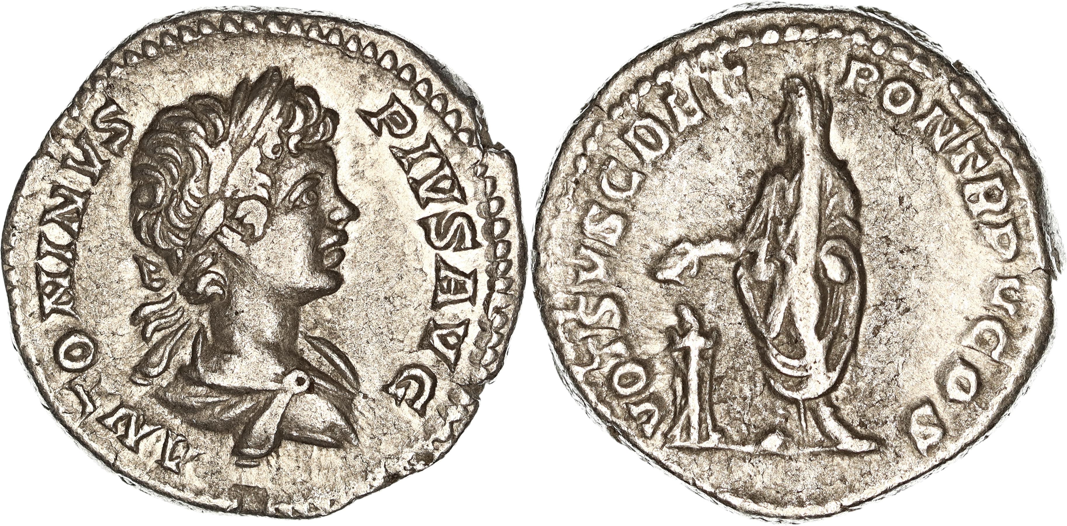 Roman Empire, Caracalla, Silver Denarius, 202 AD, VF