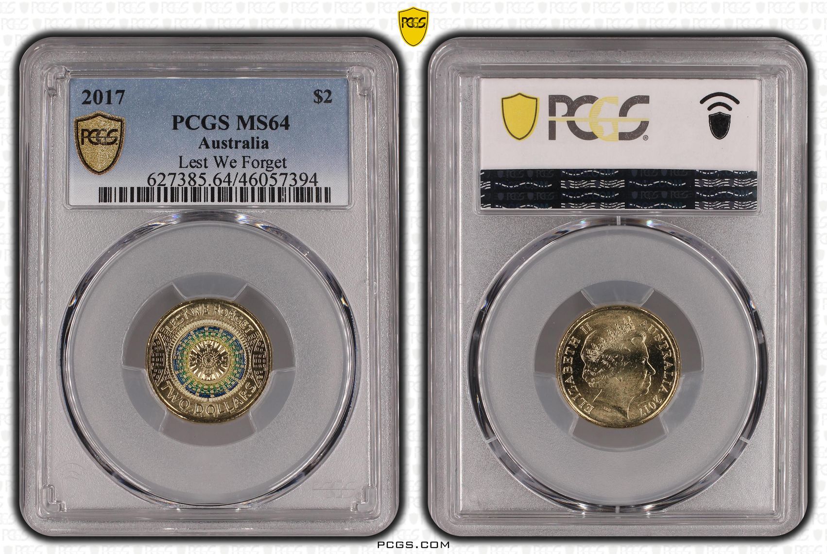 Elizabeth II, Lest We Forget, Two Dollar, 2017, PCGS MS64