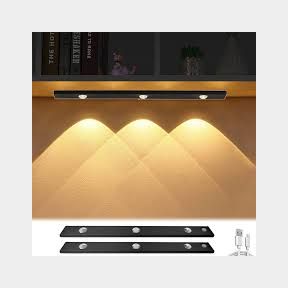 Motion Sensor Light 3 Colour Dimmable Cat Eye Rechargeable Light Bar -60cm - Black - 2 Pack -Bar 9902095129516- 51745/27923