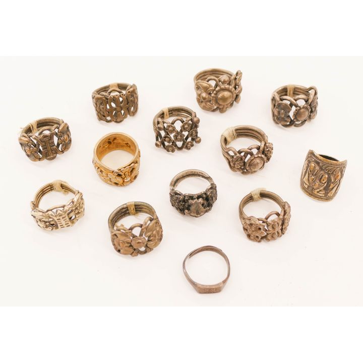 13pc Chinese Qing Silver Rings.