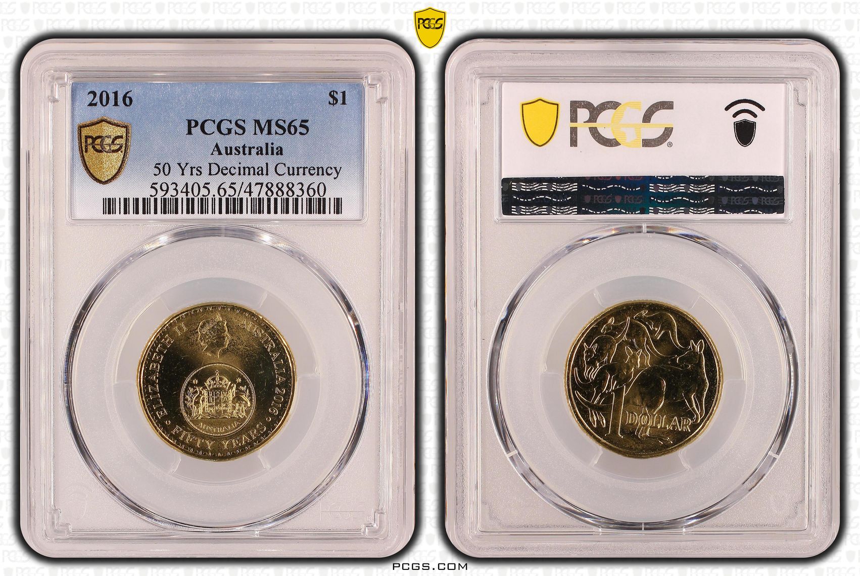 Elizabeth II, 50 Yrs Decimal Currency, One Dollar, 2016, PCGS MS65