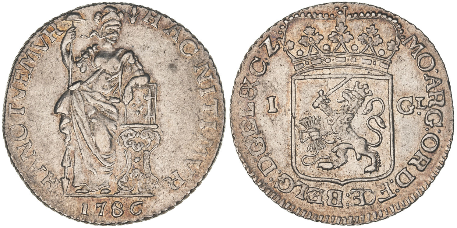 United Netherlands, Utrecht Gulden, Gilder, 1786, VF