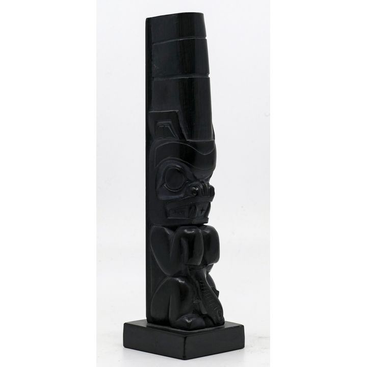 Clarence Mills ''Gaginskwa'' Argillite Totem 7.5''