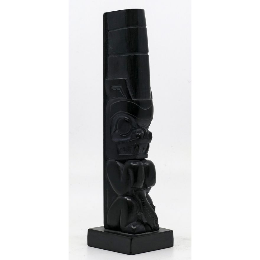 Clarence Mills ''Gaginskwa'' Argillite Totem 7.5''