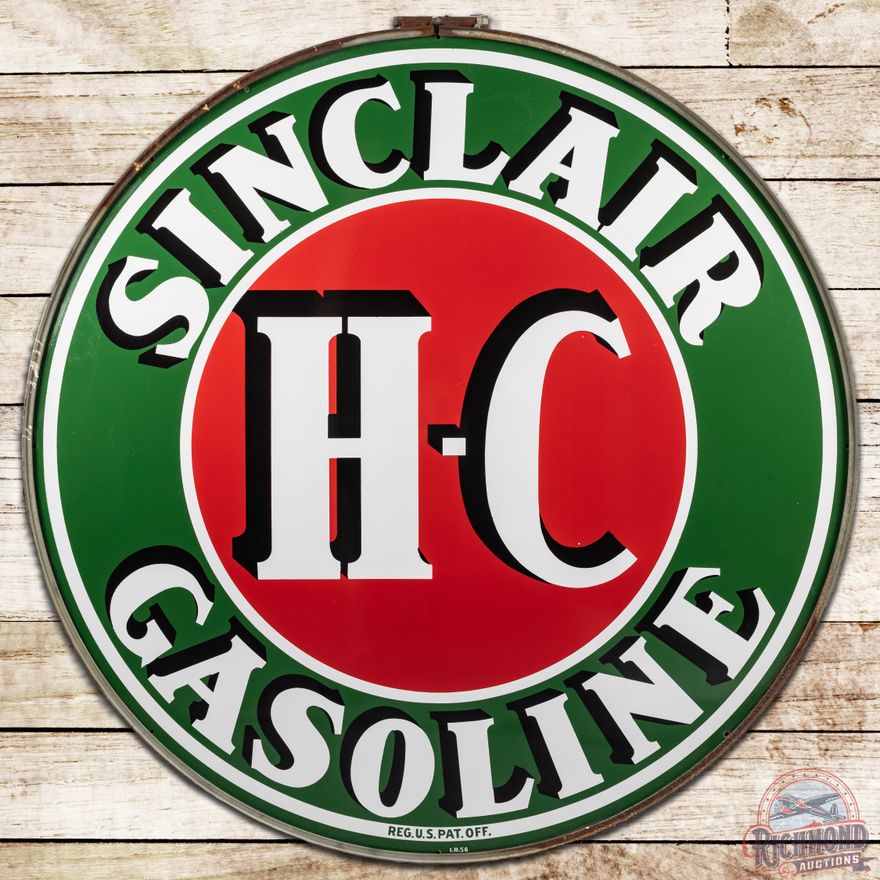 6' Sinclair H-C Gasoline DSP Sign & Original Ring - 8.9