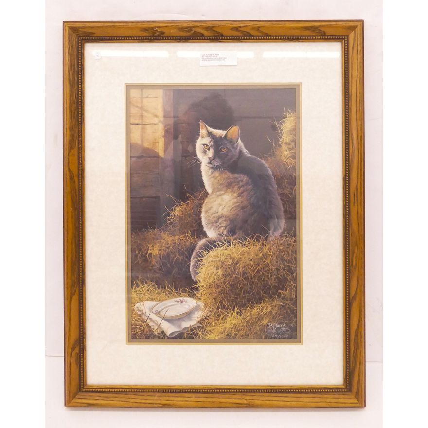 Bonnie Marris Cat S/N Print- 27x21'' framed