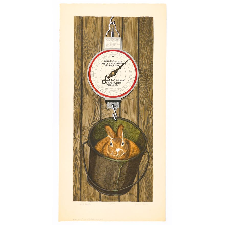 Yvonne Davis ''Dave's Buck'' S/N 1982 Hand Colored Etching