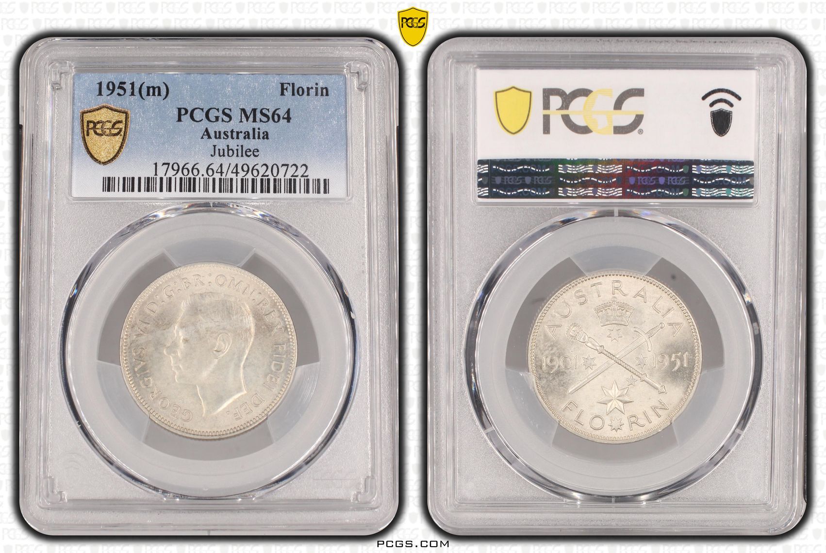 George VI, Jubilee, Florin, 1951(m), PCGS MS64