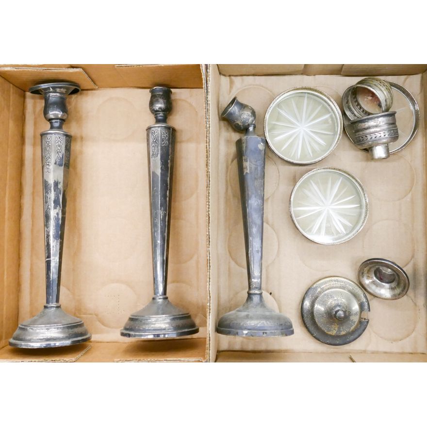 2 Boxes Filled Sterling Candlesticks etc. - As Is