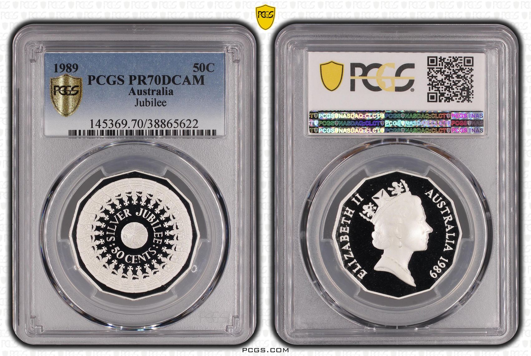 Jubilee Ag, Fifty Cent, 1989, PCGS PR70DCAM