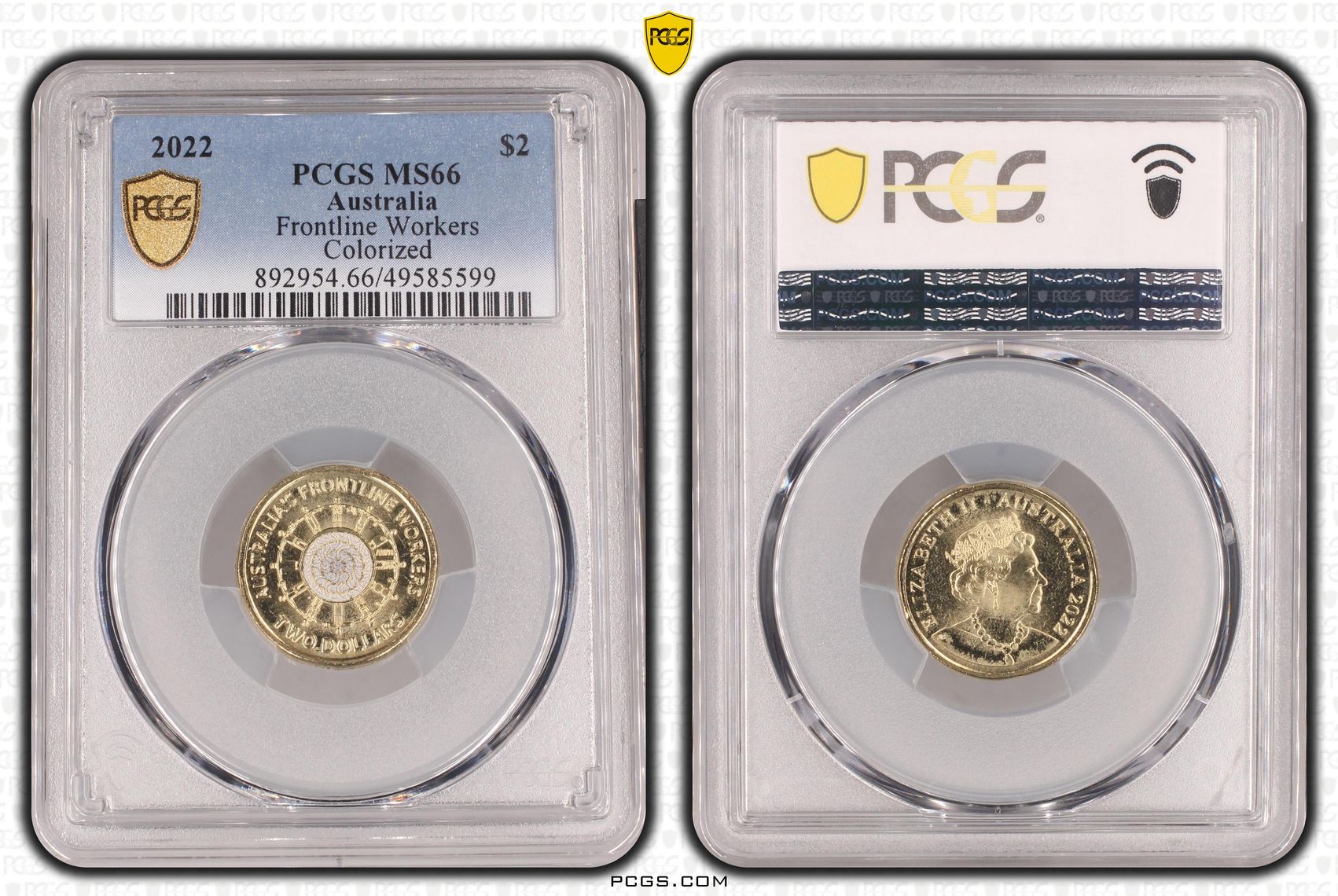 Elizabeth II, Frontline Workers Colorized , Two Dollar, 2022, PCGS MS66