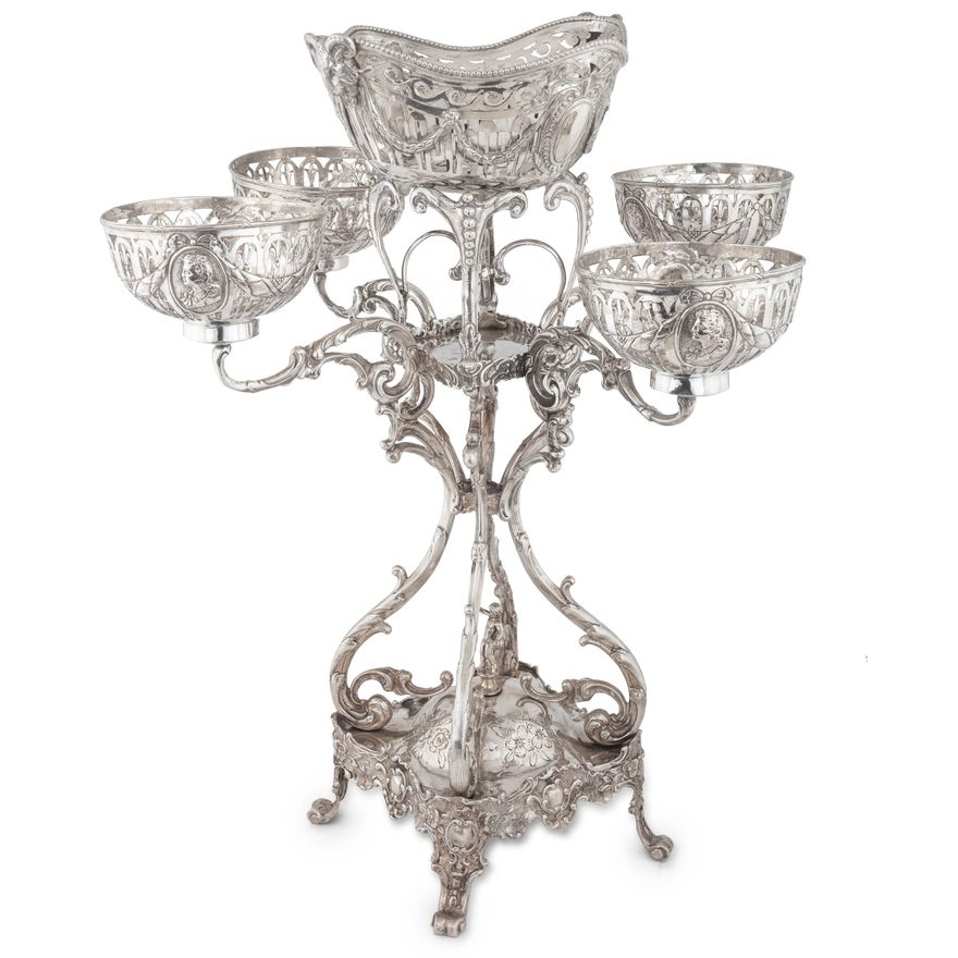 Patera wielofuncyjna/ kandelabr w stylu rokokowym Holandia, l. 1906–1953
