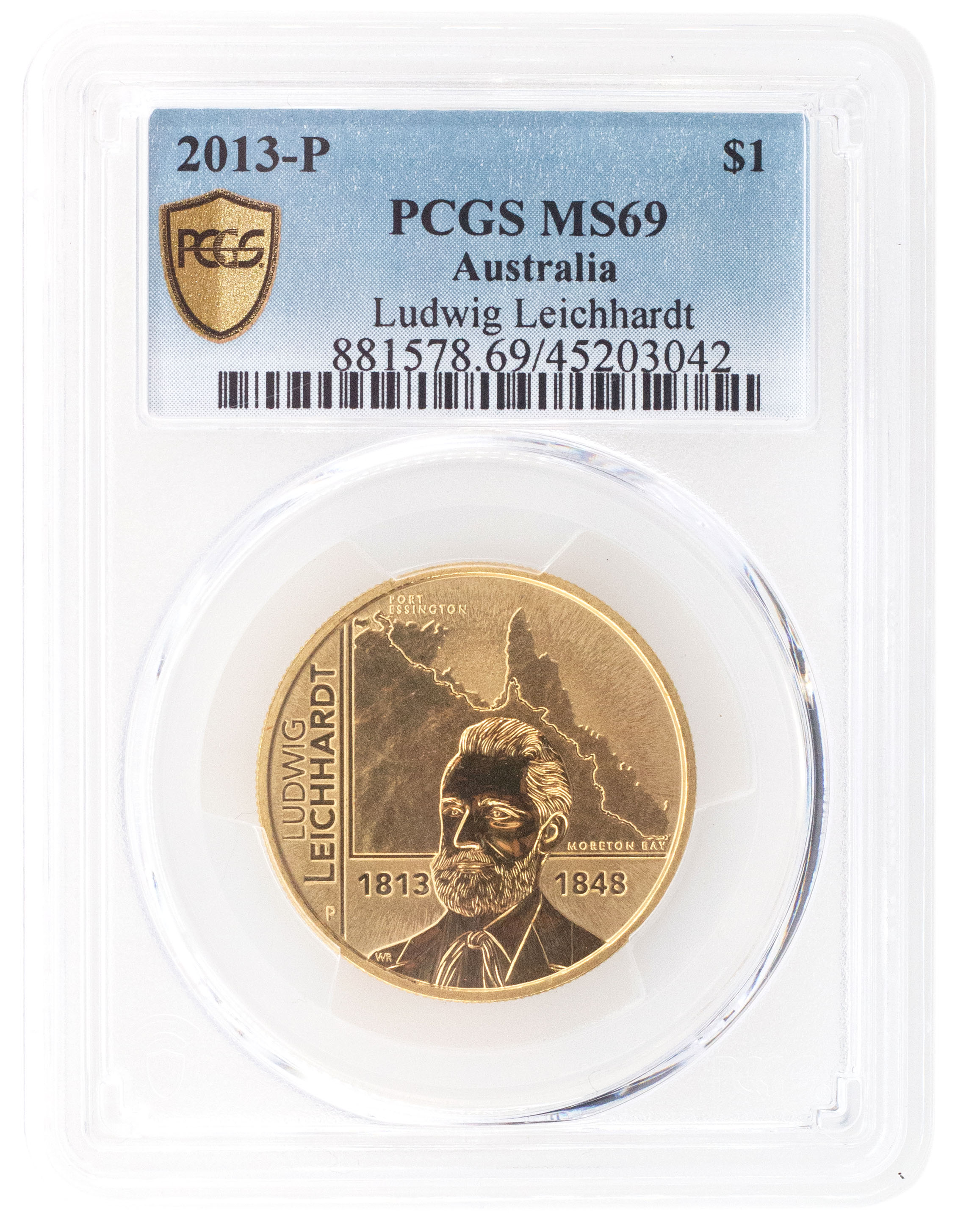 2013-P Australia One Dollar, $1 Ludwig Leichhardt PCGS - MS69 POP 2/0 -042