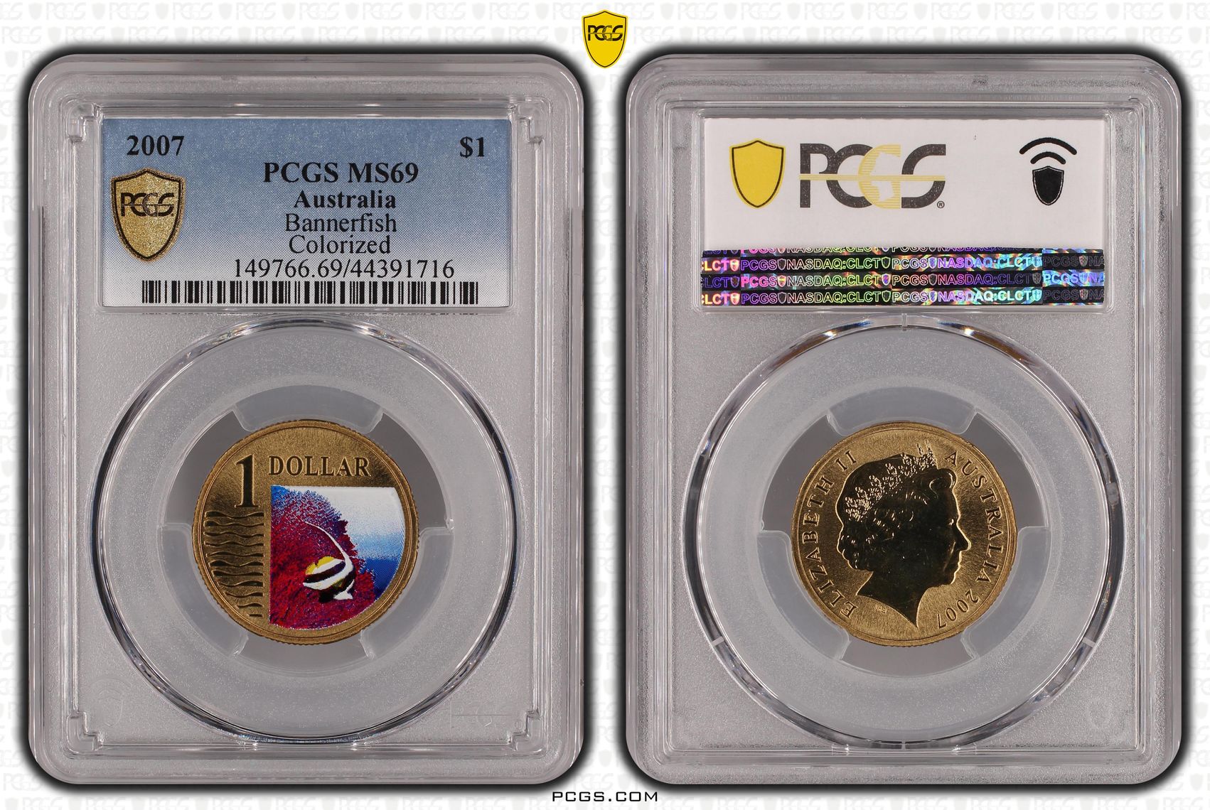 2007 Australia One Dollar, $1 Bannerfish PCGS - MS69 POP 6/0 -716
