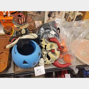 Metal pumpkins, Halloween masks and other items