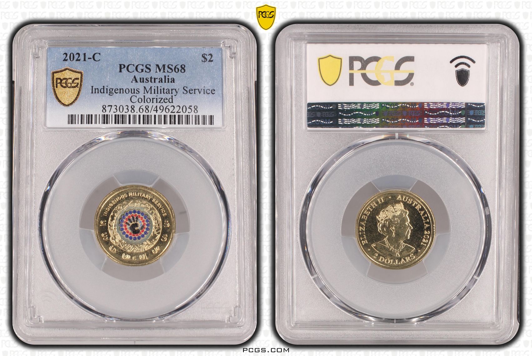 Indigenous Military Service Colourised, Two Dollar, 2021-C, PCGS MS68