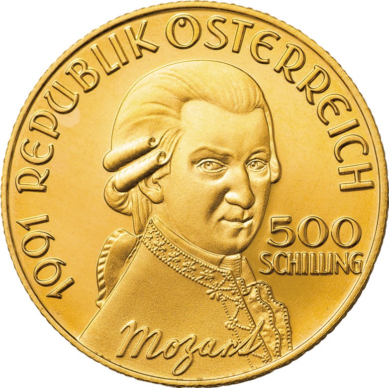 オーストリア-Austria. 500シリング(Schilling). モーツァルト追悼200