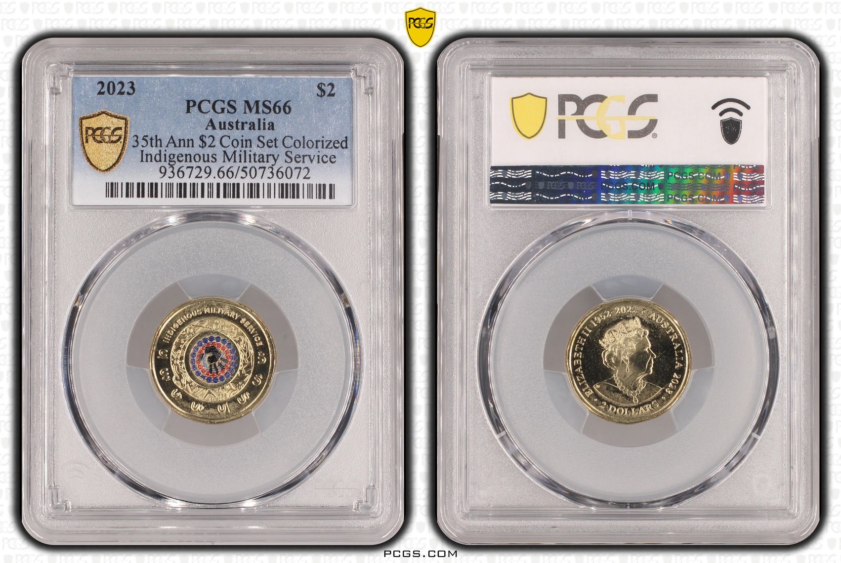 35th Ann $2 Coin Set Colorized - Indigenous Military Service , Two Dollar, 2023, PCGS MS66