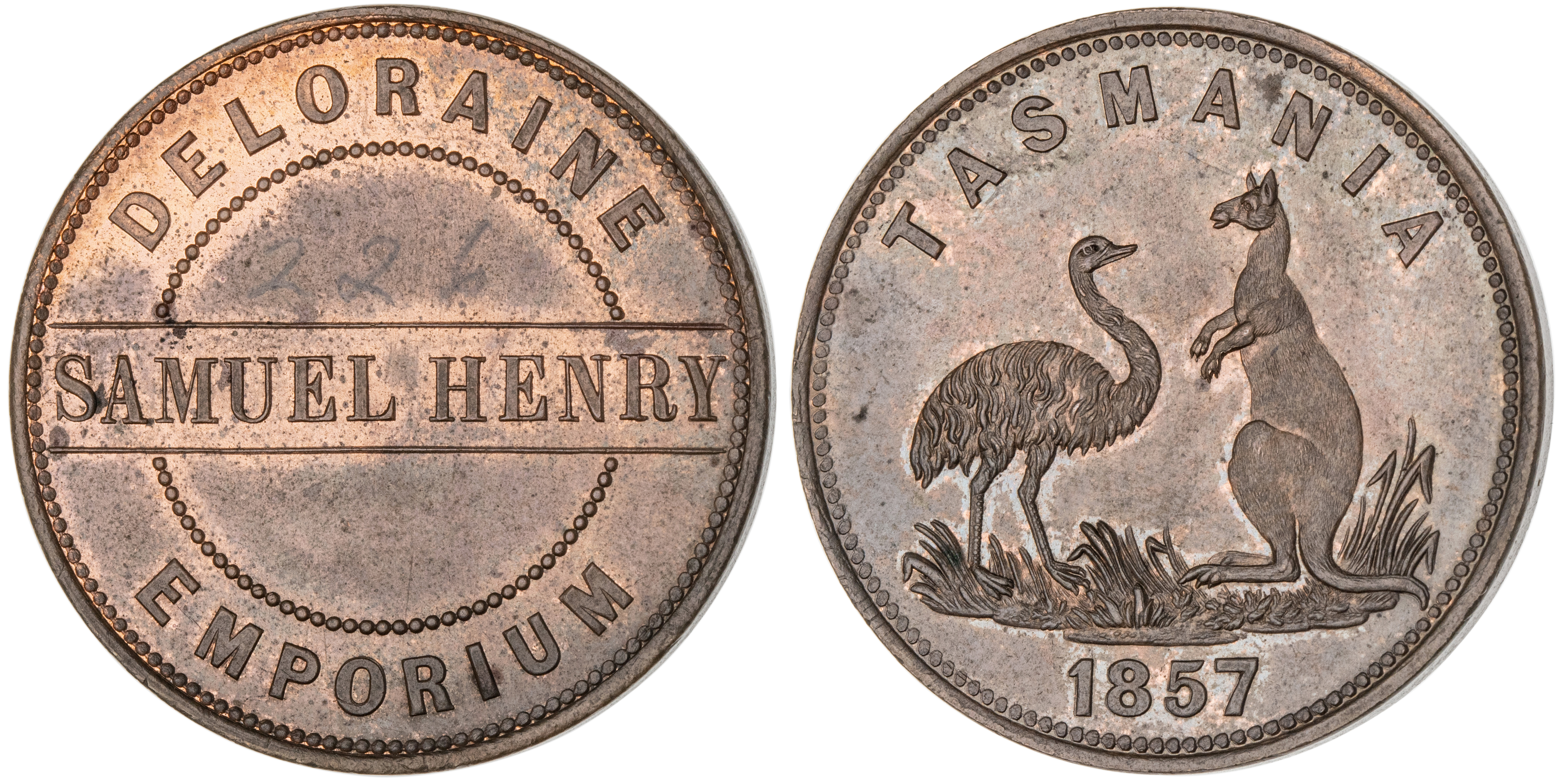 Deloraine, Tasmania, Samuel Henry, Penny, 1857, UNC