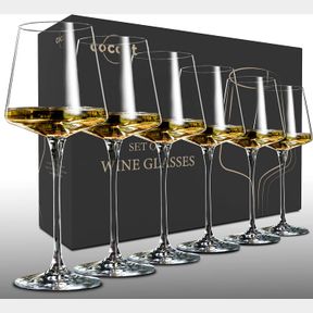 6 COUNT (PACK OF 1) WINE GLASSES SET OF 6,CRYSTAL WHITE WINE GLASSES,RED WINE GLASS SET,LONG STEM WINE GLASSES,CLEAR LEAD-FREE PRE