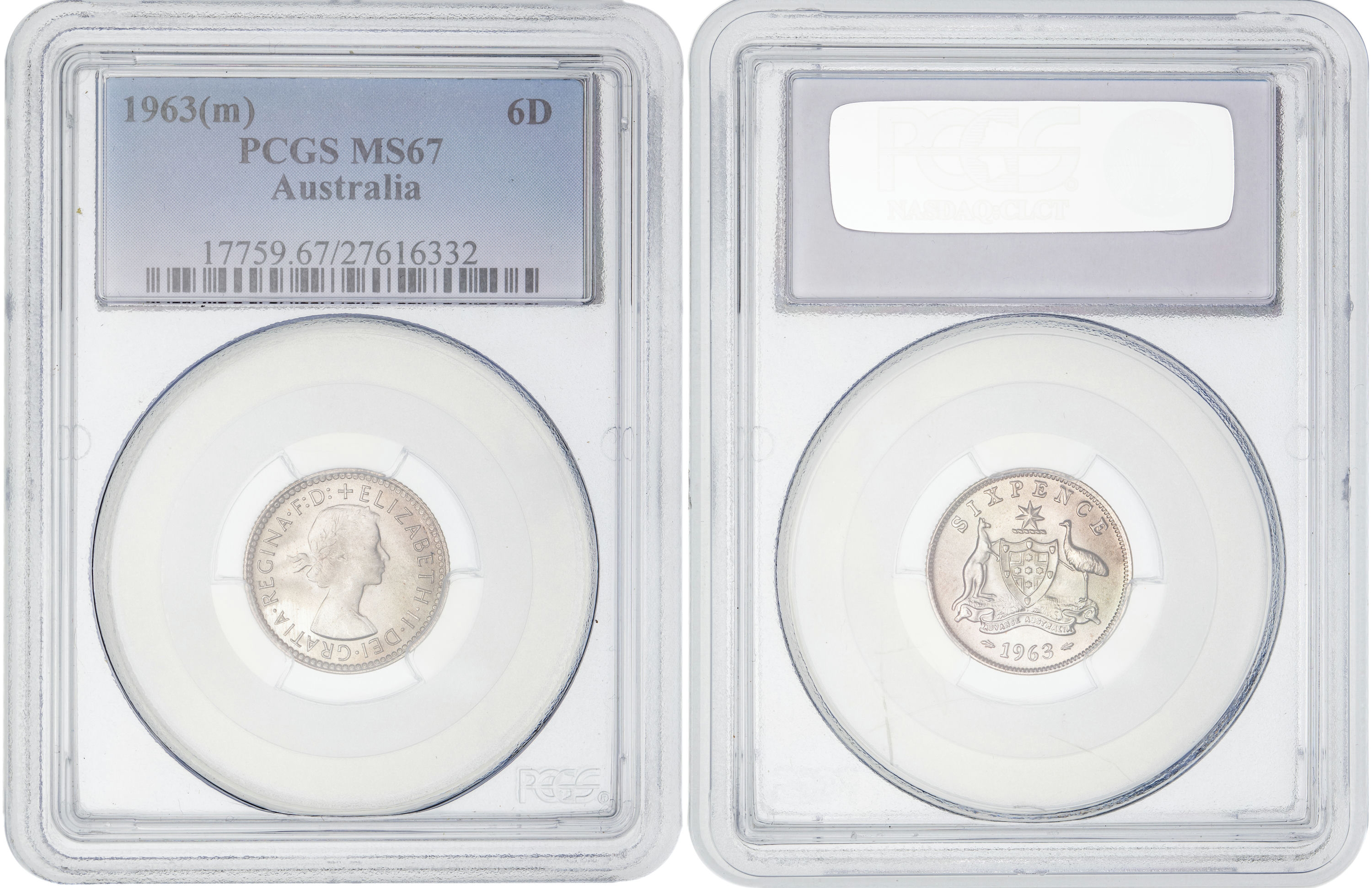 Elizabeth II, Sixpence, 1963, PCGS MS67