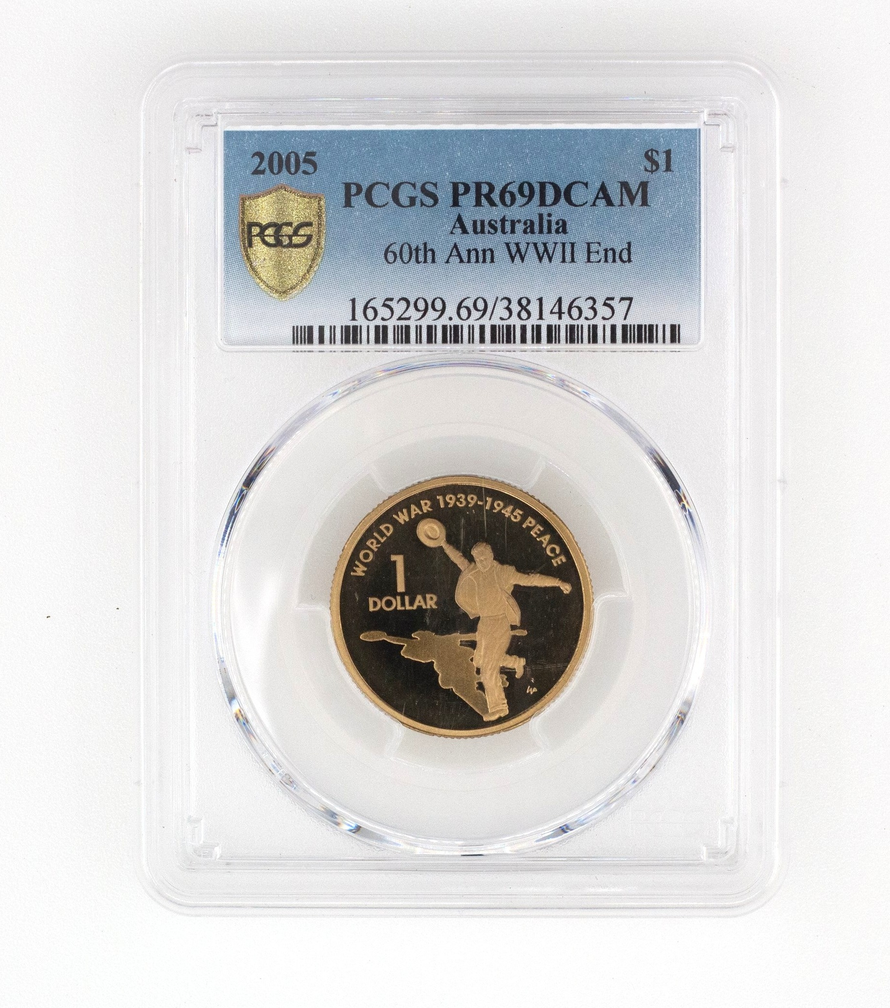 Elizabeth II, 60th Anniversary WWII End, One Dollar, PR69DCAM , 2005