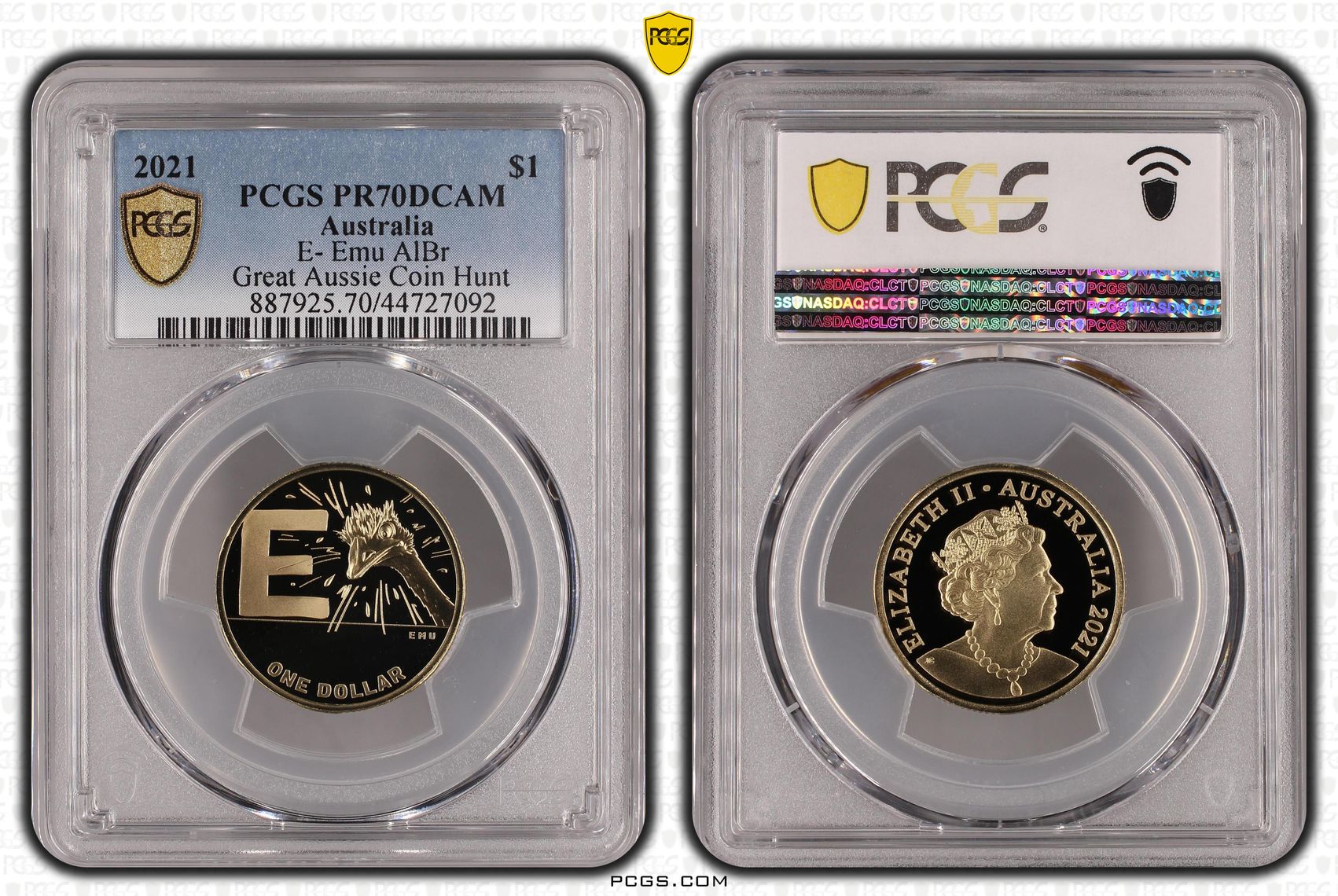 E- Emu AlBr, One Dollar, 2021, PCGS PR70DCAM