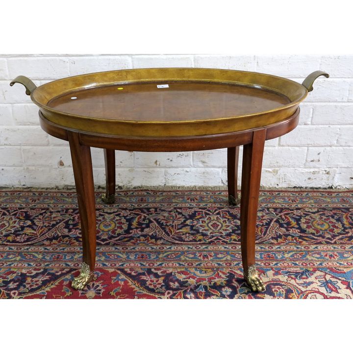 LEATHER AND MAHOGANY TRAY TABLE