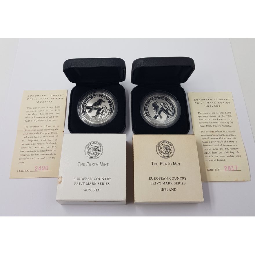 Silver 1oz Kookaburra Coins (x2)