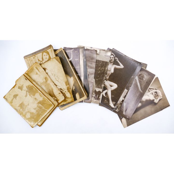 Stack Antique Burlesque Photos & Nude Postcards 32pc