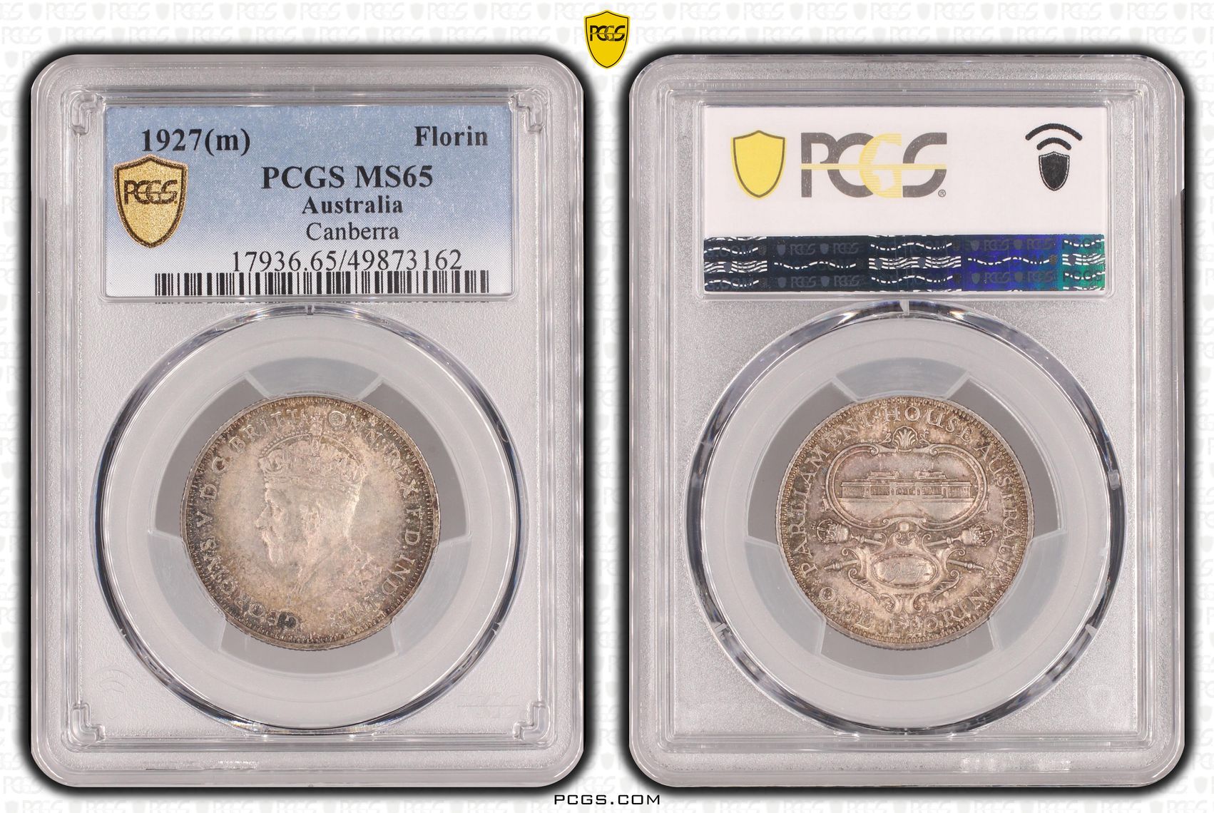 George V, Canberra , Florin, 1927(m), PCGS MS65