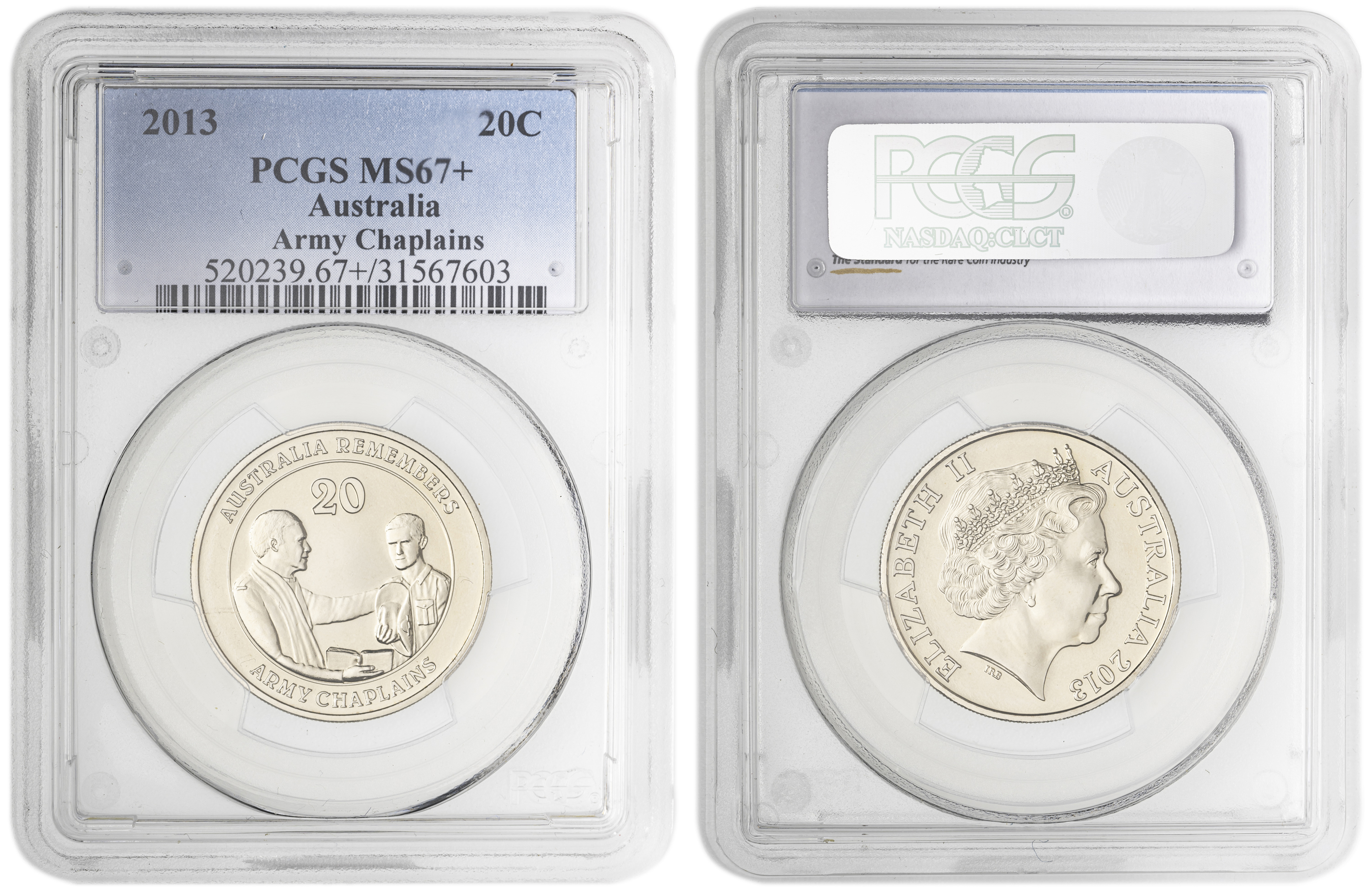 Army Chaplains , Twenty Cent, 2013, PCGS MS67+