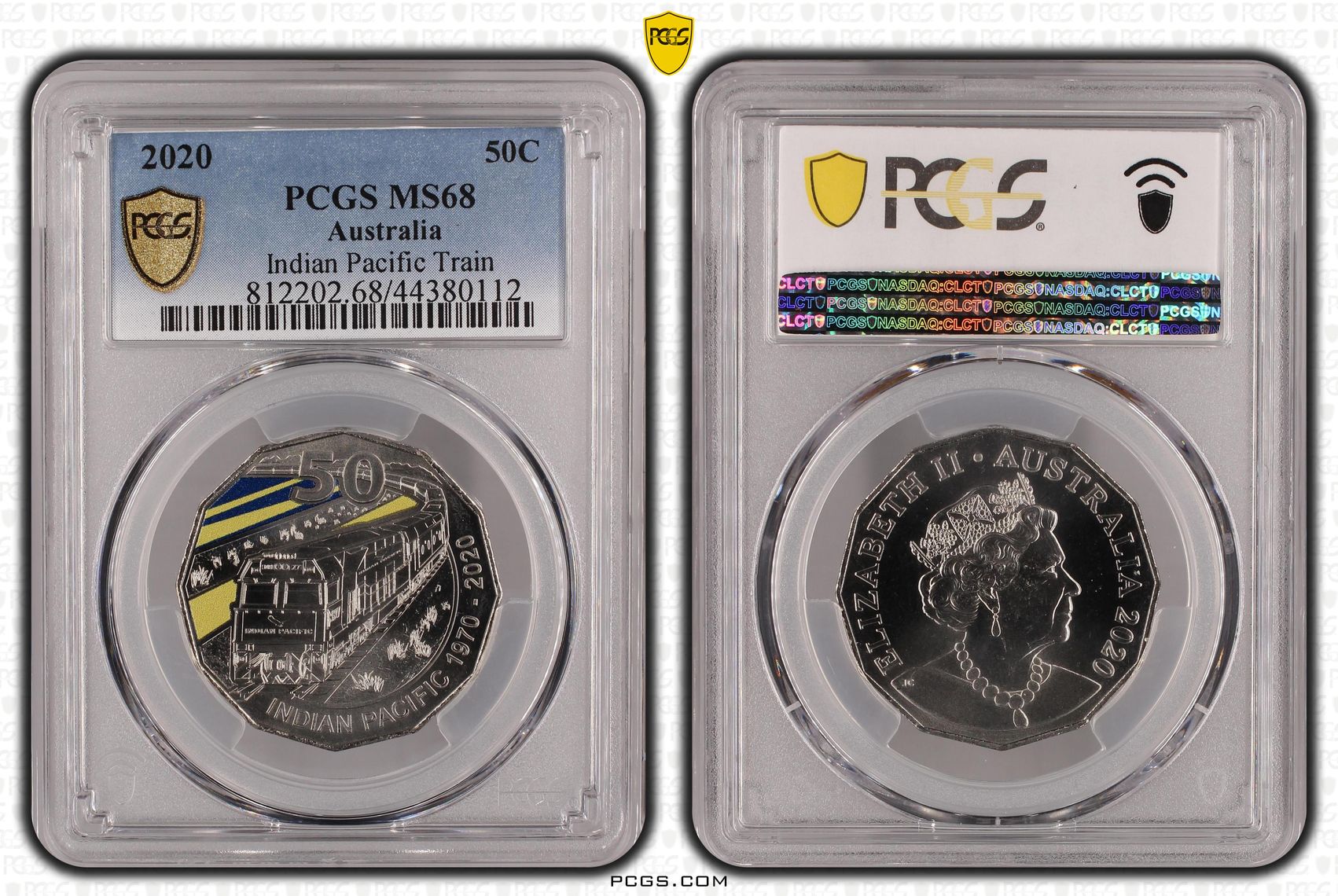 Indian Pacific Train Colorized, Fifty Cent, 2020, PCGS MS68