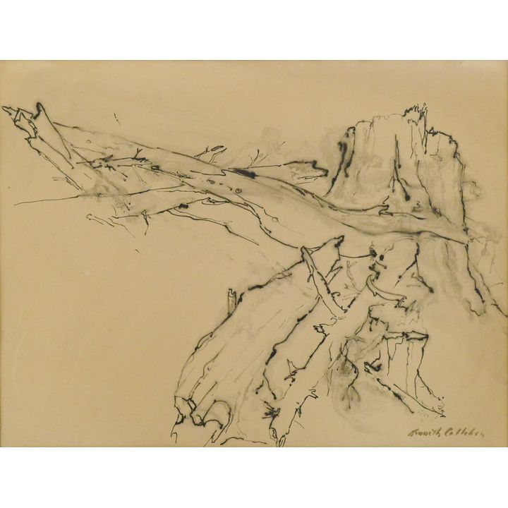Kenneth Callahan ''Fallen Trees'' Sumi Ink on Paper Framed 28''x34''
